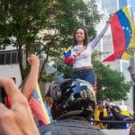 La líder opositora venezolana María Corina Machado interviene en plena calle, el 9 de enero de 2025, en Caracas (foto: Jimmy Villalta / Europa Press / ContactoPhoto)
