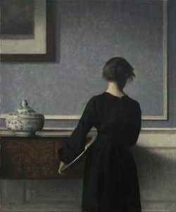 Vilhelm Hammershøi, Interior, mujer vista de espaldas, hacia 1904