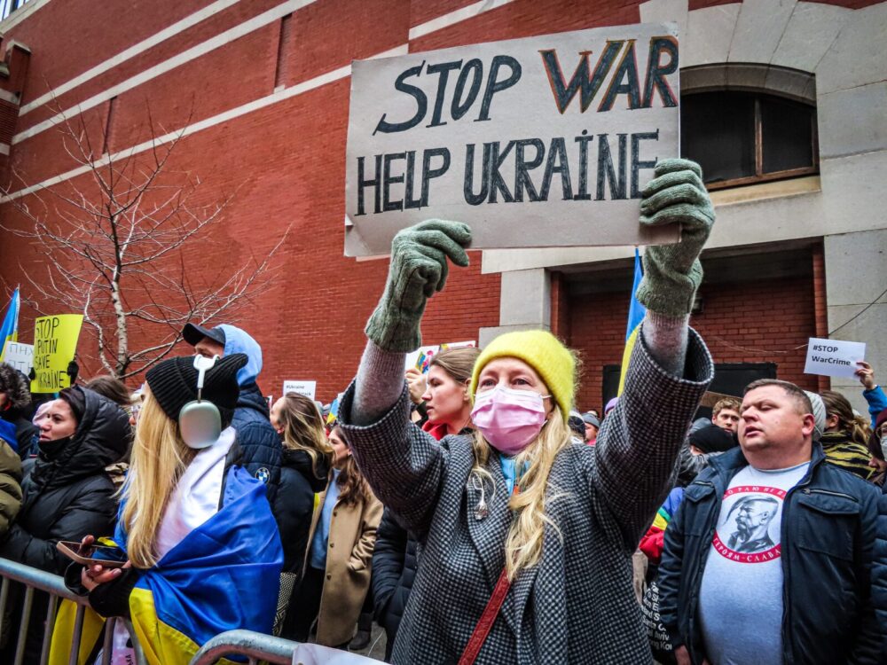 Manifestación contra la guerra en Ucrania